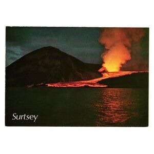 Vintage Surtsey Volcano Iceland Postcard Eruption Scene Lava Flow Collectible